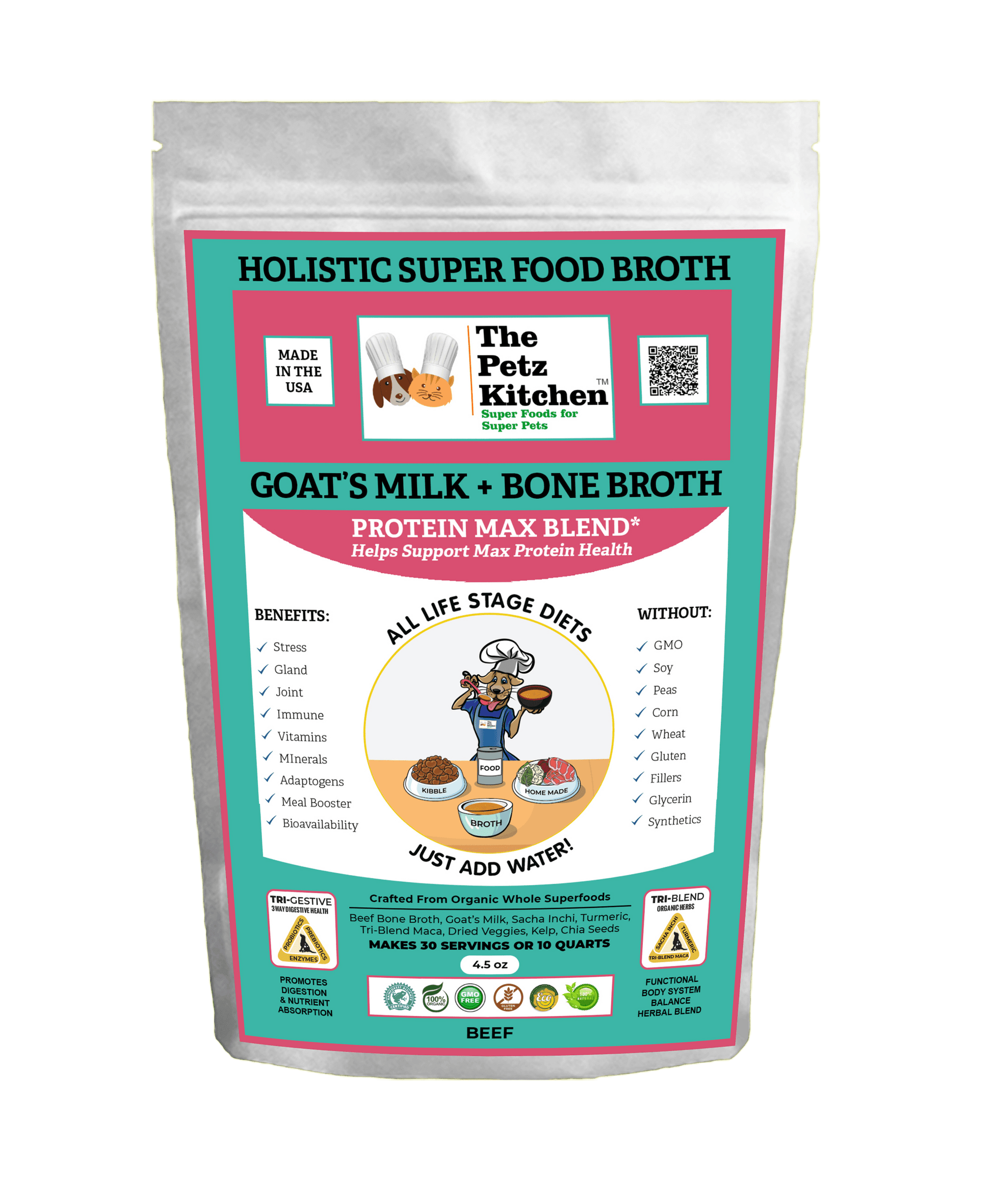 Petz Kitchen Goats Milk & Bone Broth Protein Max Blend for Complete Pet Wellness-2