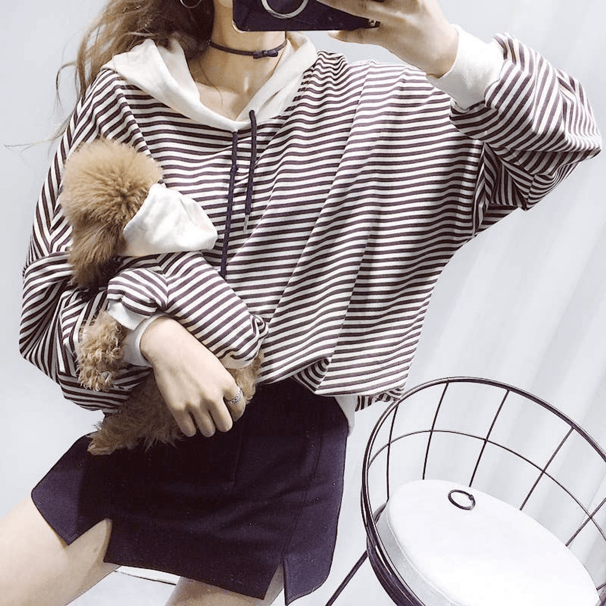 Matching Black Stripe Cardigan-Sweater Set for Pet and Owner-0
