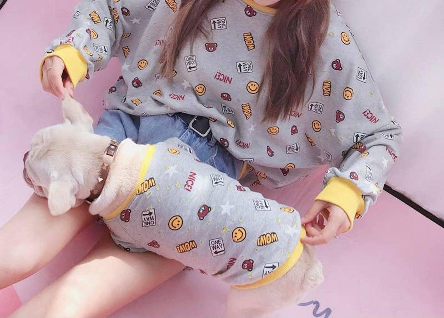 Cozy Love Print Cardigan-Sweater Set for Pet and Owner-2