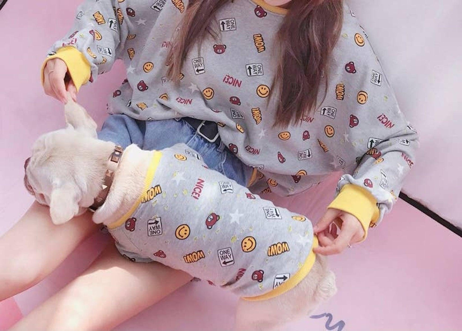 Cozy Love Print Cardigan-Sweater Set for Pet and Owner-1